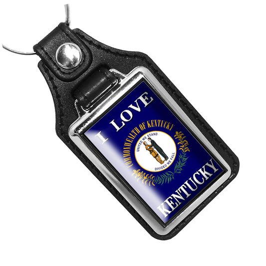 KR-1462 Key Ring - I Love Kentucky State Flag Design