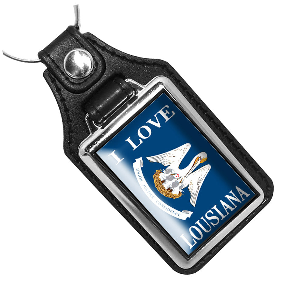 KR-1463 Key Ring - I Love Louisiana State Flag Design