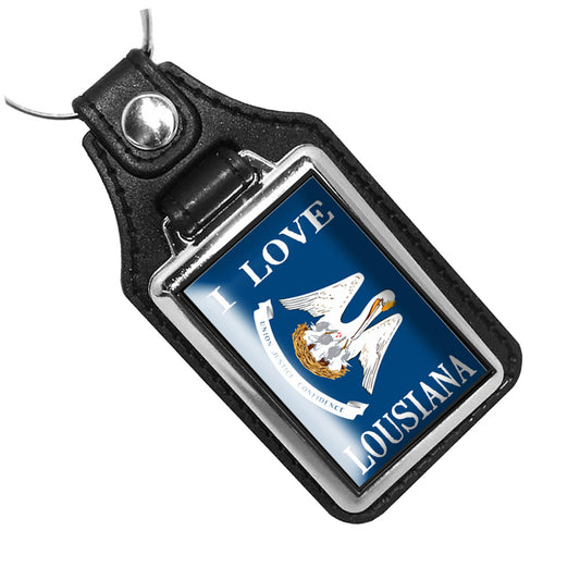 KR-1463 Key Ring - I Love Louisiana State Flag Design
