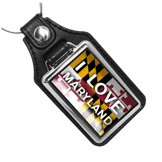 KR-1465 Key Ring - I Love Maryland State Flag Design