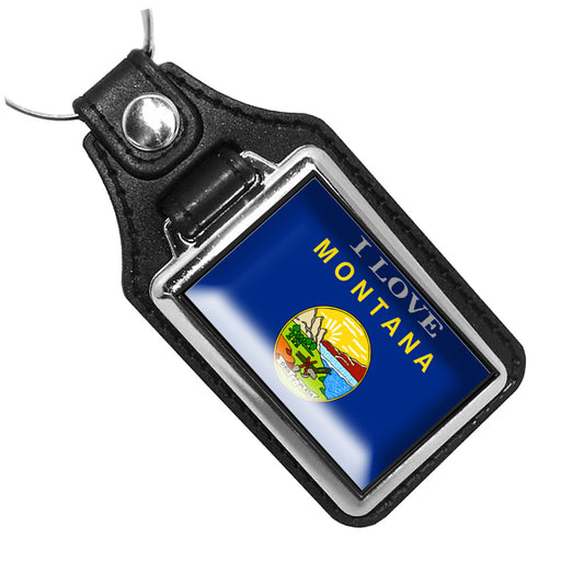 KR-1471 Key Ring - I Love Montana State Flag Design