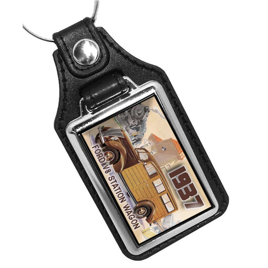KR-1547 Key Ring - Vinatge 1937 V8 Ford Station Wagon