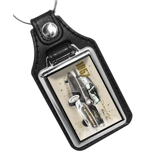 KR-1610 Key Ring - Classic Black White 1957 Chevrolet Bel Air