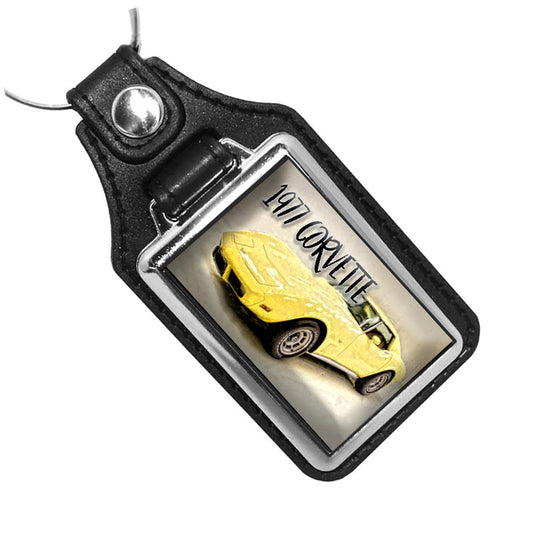 KR-1823 Key Ring -Classic 1977 Yellow Corvette Stingray