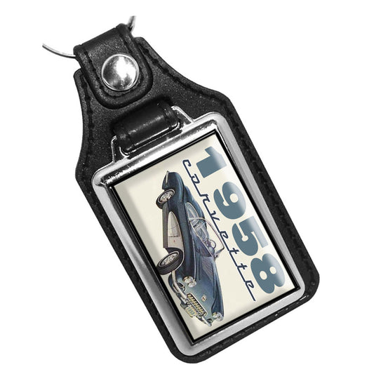 KR-1922 Key Ring - Classic 1958 Corvette Blueand White