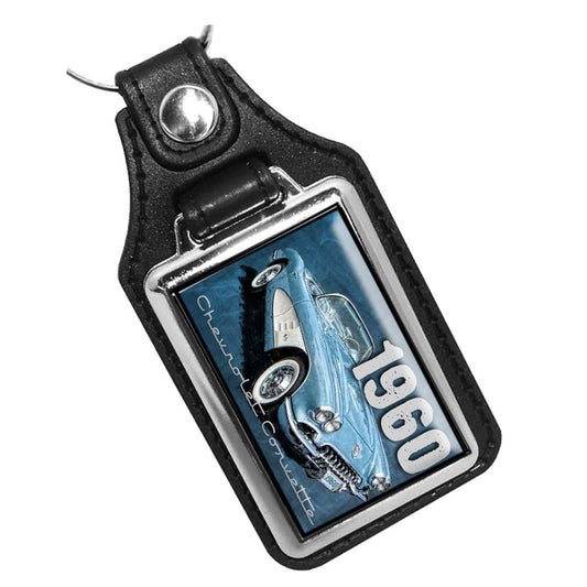 KR-1943 Key Ring - Classic 1960 American Muscle Corvette Light Blue