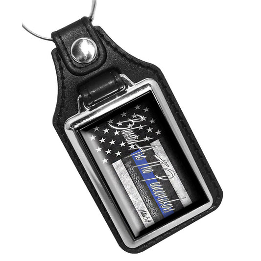 KR-3119 Key Ring - Thin Blue Line Law Enforcement Flag  Peacemakers