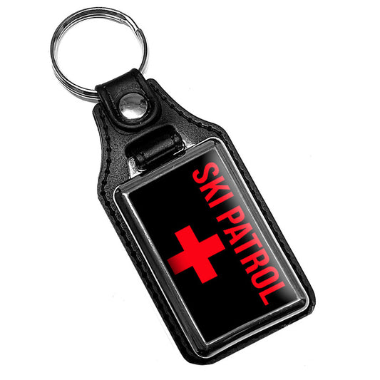 KR-334-3 Key Ring - Black and Red Ski Patrol Design