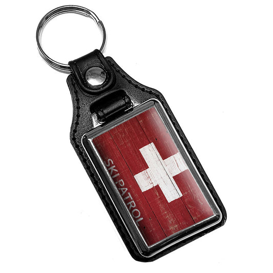 KR-337 Key Ring - Snow Skiing Distressed Ski Patrol Sign