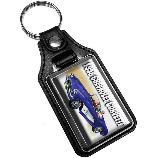 KR-3382 Key Ring - Classic 1958 Chevrolet Corvette Blue & White