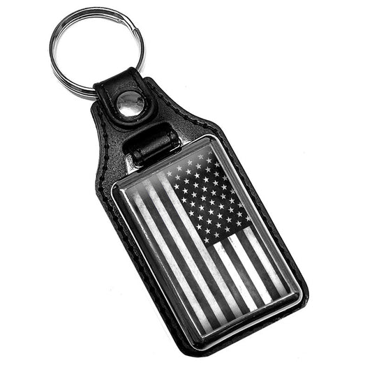 KR-356 Key Ring - Subdued Black White American Flag