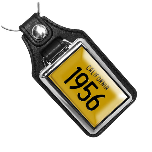 KR-3818-1956 Key Ring - Classic 1956 Yellow and Black California Sign Design