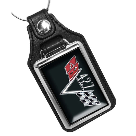 KR-471-2 Key Ring - 1960-1970 Chevy Crossed Flags 427 Engine