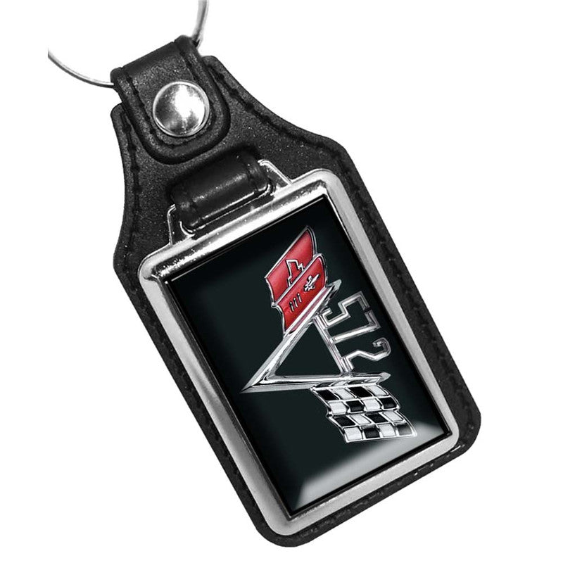 KR-471-5 Key Ring - 1960-1970 Chevy Crossed Flags 571 Engine