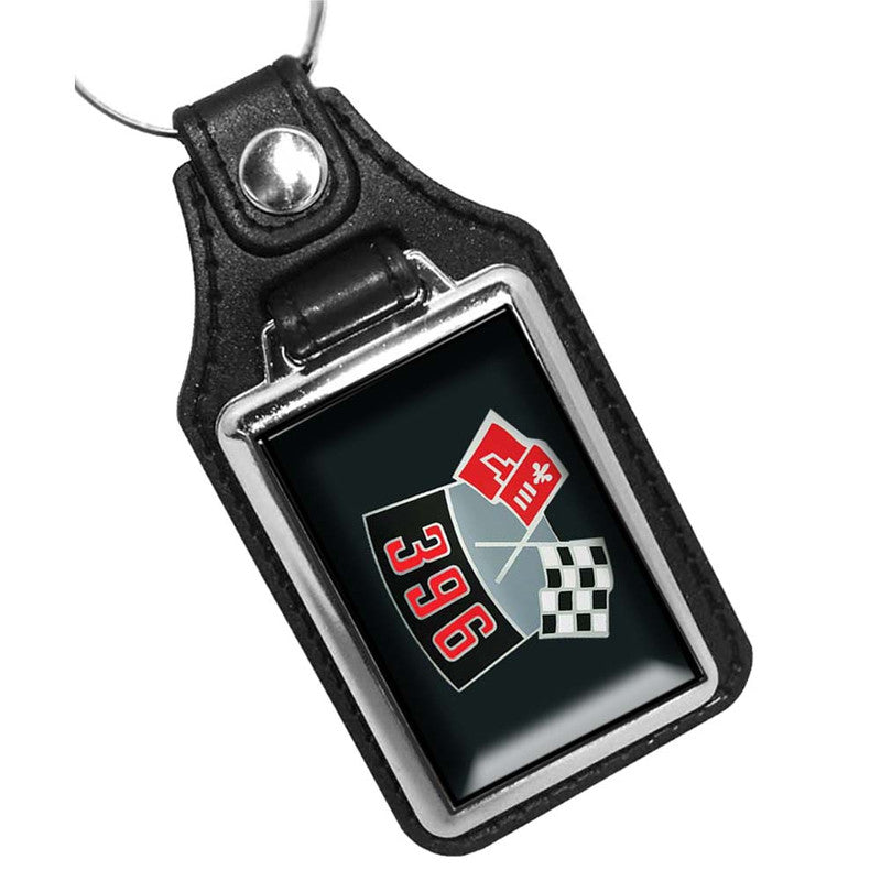 KR-500-396 Key Ring - Chevy Crossed Flags 396 Engine