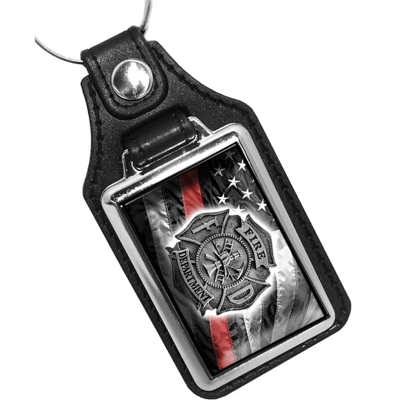 KR-567 Key Ring - Firefighter Flag and Maltese Cross