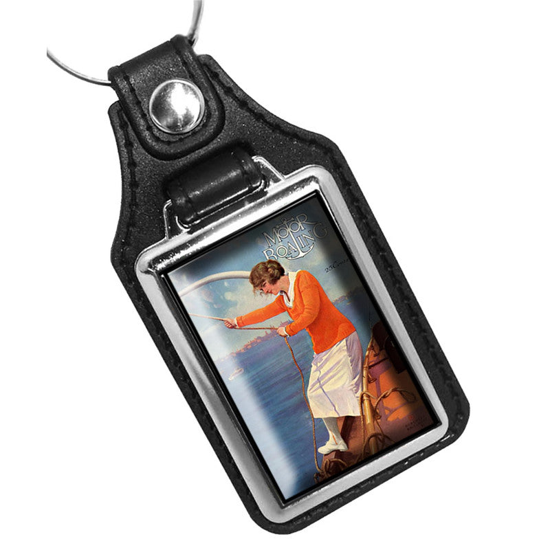 KR-593 Key Ring - Vintage 1921 Motor Boating Magazine Cover