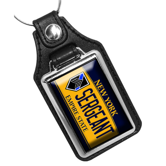 KR-864 Key Ring - New York Thin Blue Line Flag Police Sergeant Rank