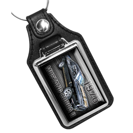 KR-870-1 Key Ring - Classic 1976 Ford Mustang Cobra ll Design Black