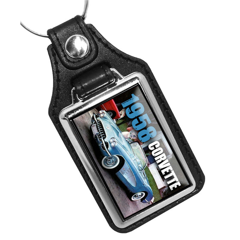 KR-935 Key Ring - Classic American Muscle 1958 Corvette  Blue