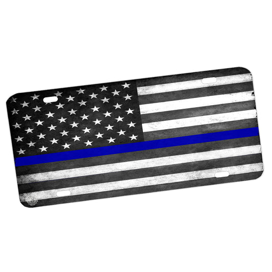 LP-003 License Plate - Law Enforcement Thin Blue Line American Flag