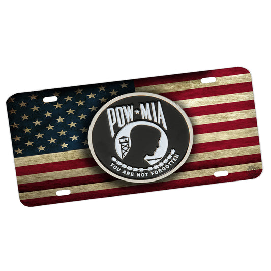 LP-021 License Plate - Military You Are Not Forgotten POW-MIA American Flag