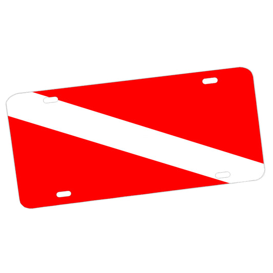 LP-047 License Plate - International Red & White Dive Flag Diving