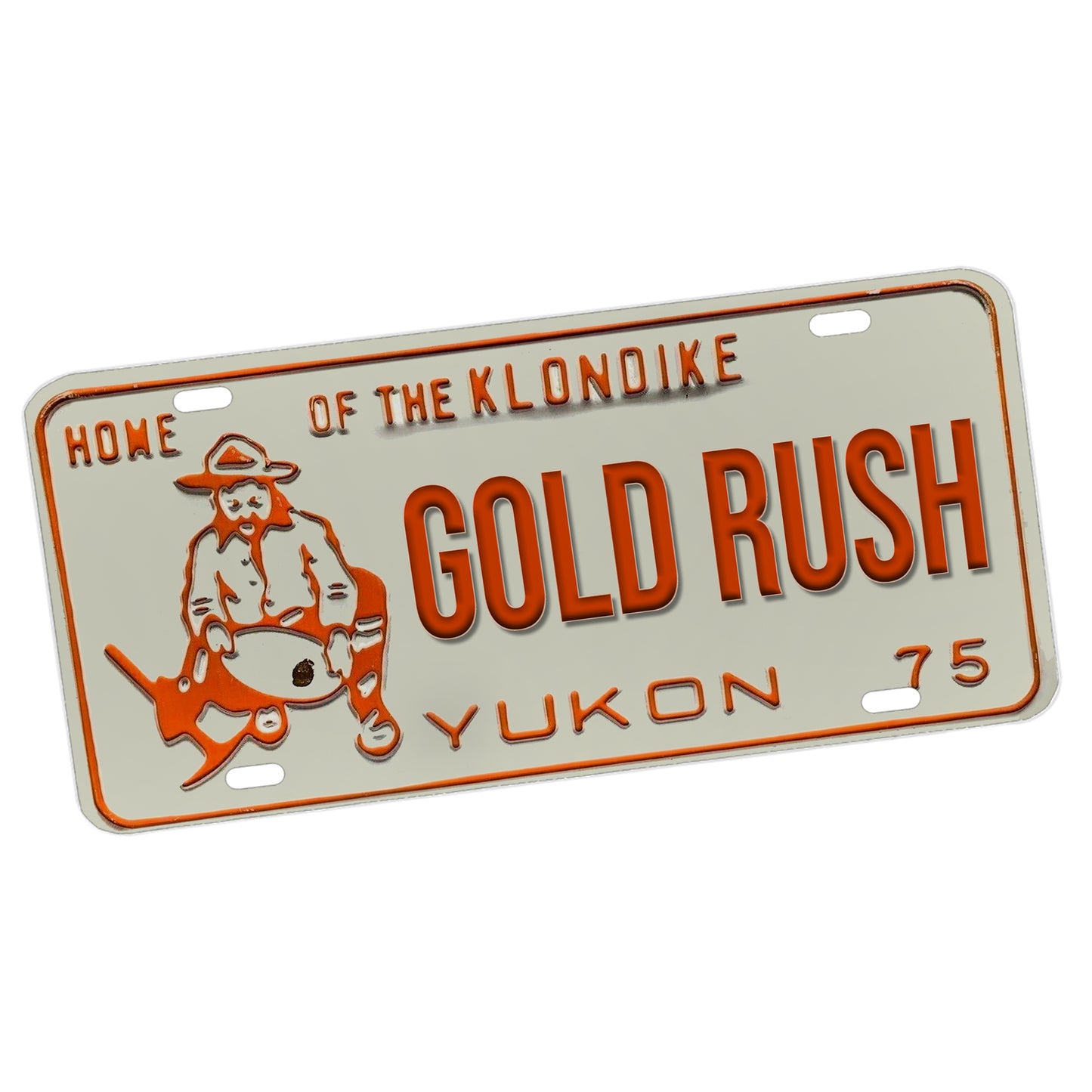 LP-073-1975 License Plate - 1975 Home of The Klondike Yukon Gold Ruch Design