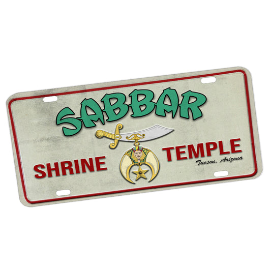 LP-085-002 License Plate - Sabbar Shrine Temple Tucson Arizona
