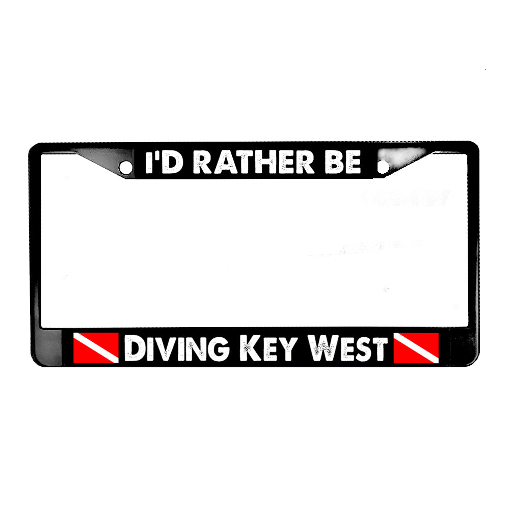 LPF-035-3 License Plate Frame - Key West I'd Rather Be Diving Key West