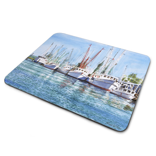MP-301 Mouse Pad By Ron William Shrimp Boats Ready To Go