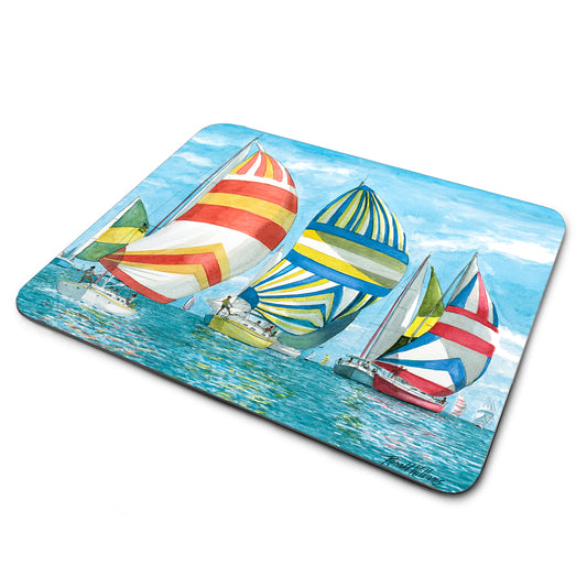 MP-305 Mouse Pad By Ron William Colorful Spinnaker Sailboats