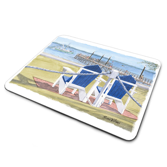 MP-340 Mouse Pad - By Ron Williams Blue Chairs By The Waterway Southport NC