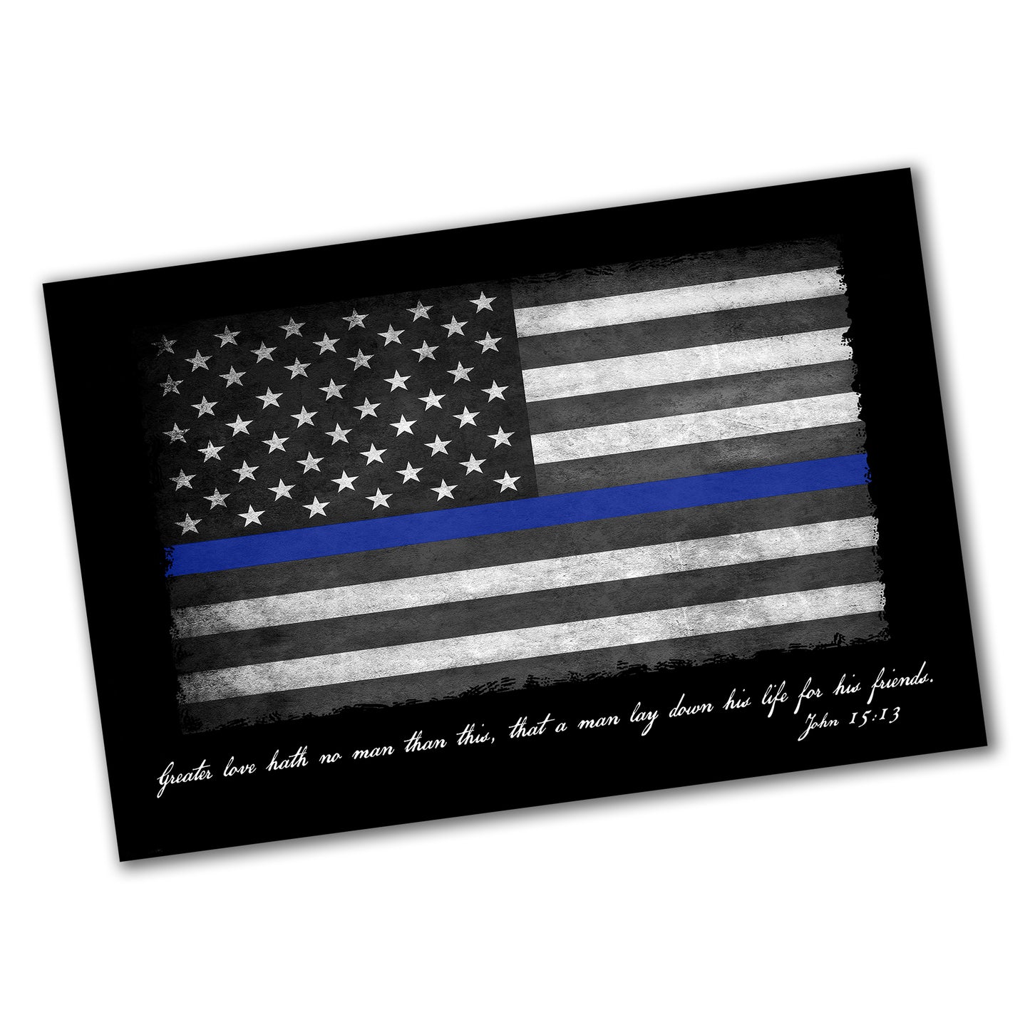 PO-032 Poster - Law Enforcement Thin Blue Line Greater Love John 15:13