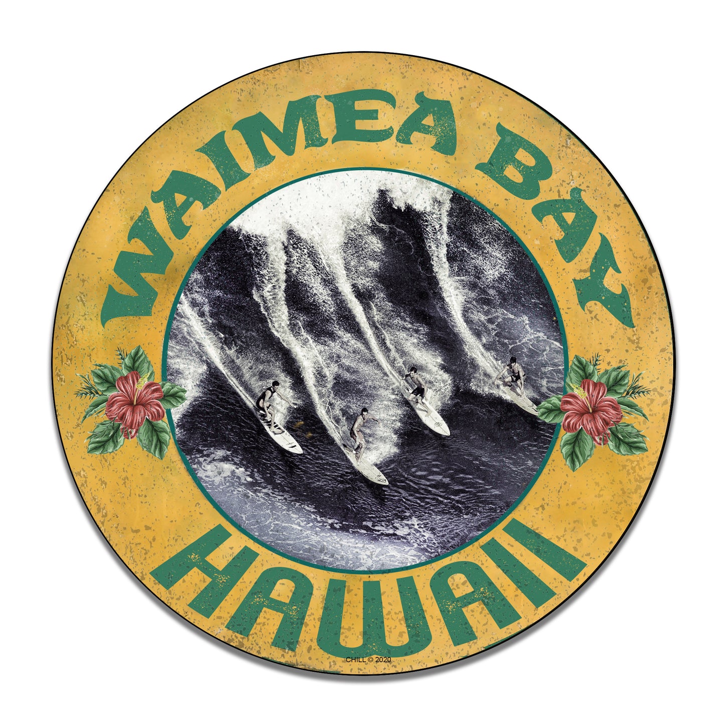 Round Signs - Waimea Bay Hawaii Beach Volcano Design