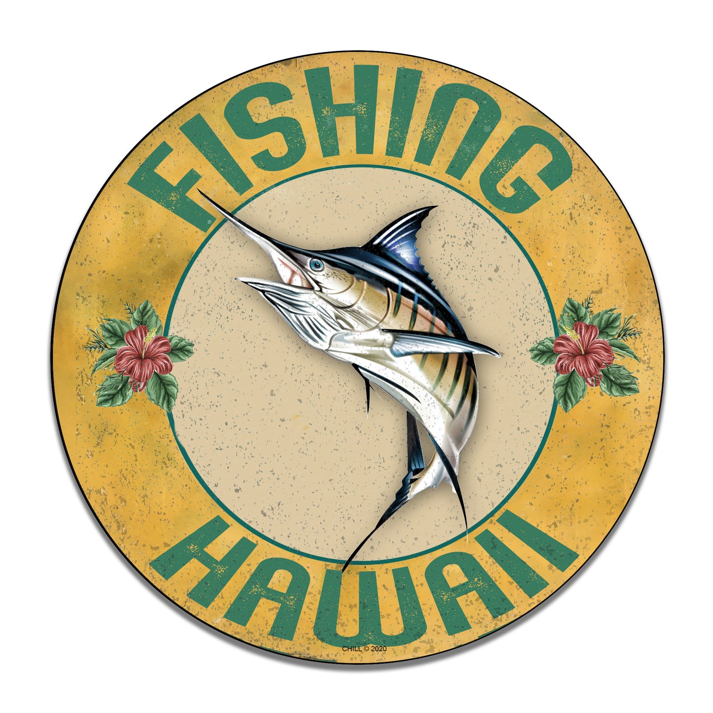 Round Signs - Fishing Hawaii Beach Marlin Design