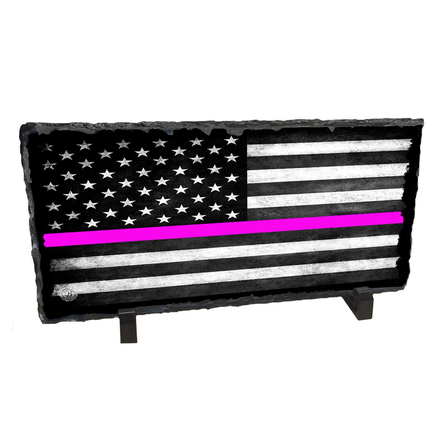 SR-014 Slate Rock - Breast Cancer Support Thin Pink Line American Flag