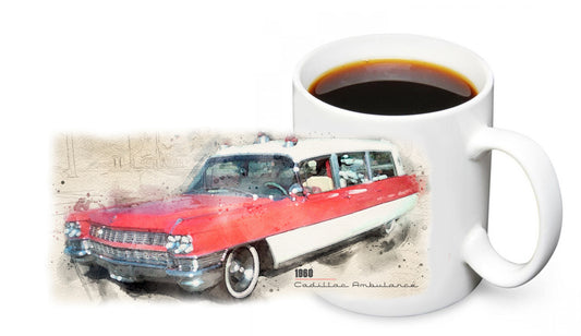 Coffee Mug - Old 1960 Cadillac Ambulance Station Wagon