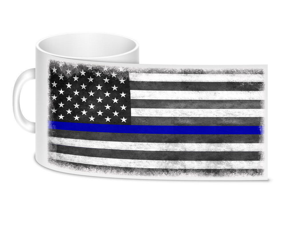 Coffee Mug - Police Sheriff Thin Blue Line American Flag