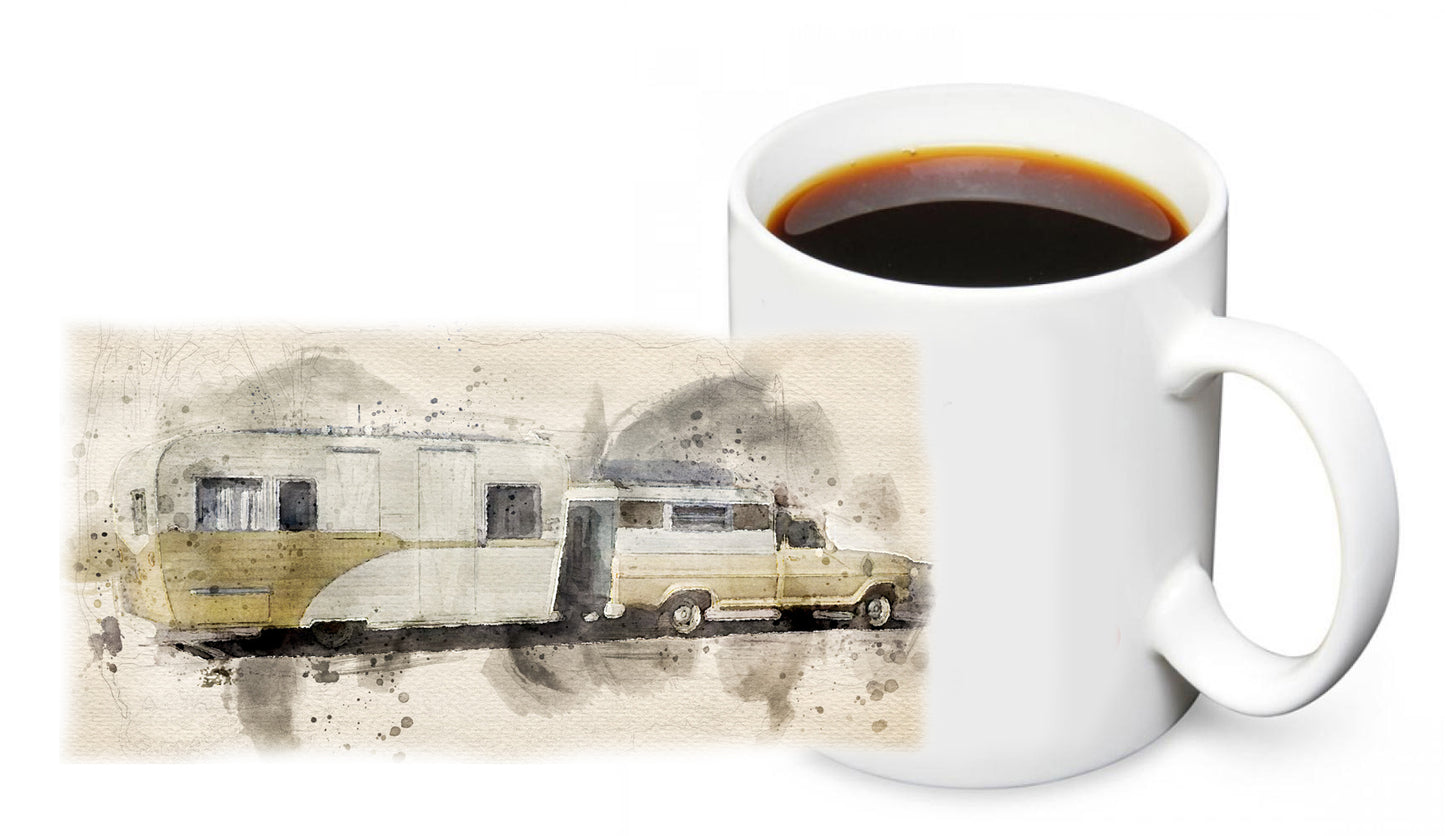 Coffee Mug - Old Truck and Old Camper Travel Trailer