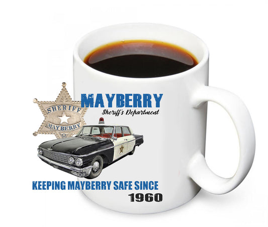 Coffee Mug - Mayberry Sheriff’s Squad Car and Badge