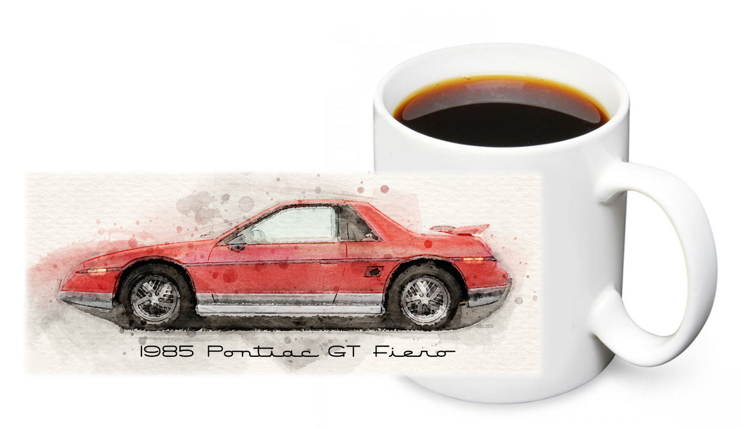 Coffee Mug - 1985 Pontiac Fiero Red Classic Car