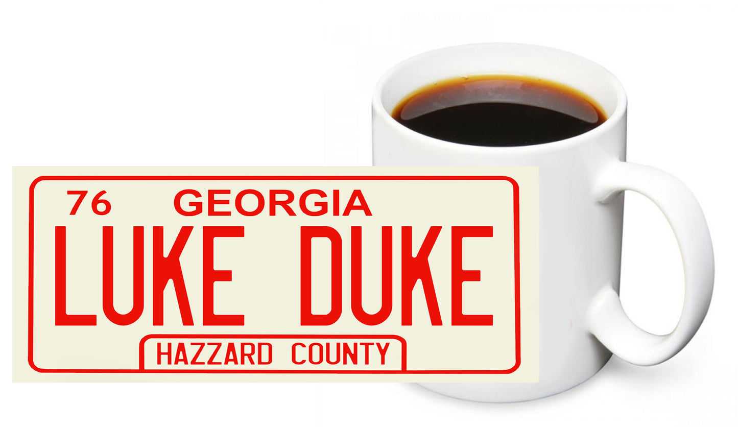 Coffee Mug - Dukes of Hazzard License Plate Character Names