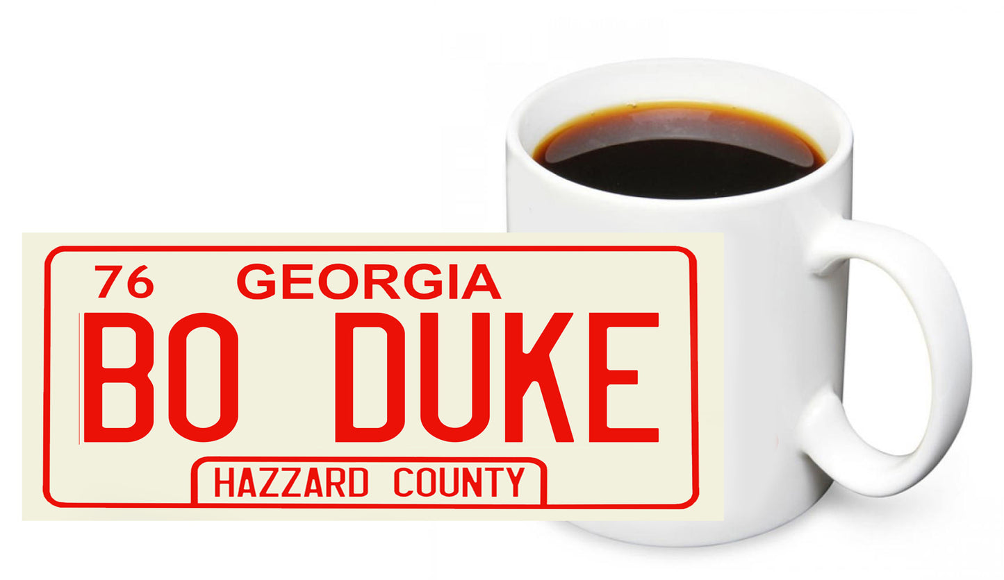 Coffee Mug - Dukes of Hazzard License Plate Character Names