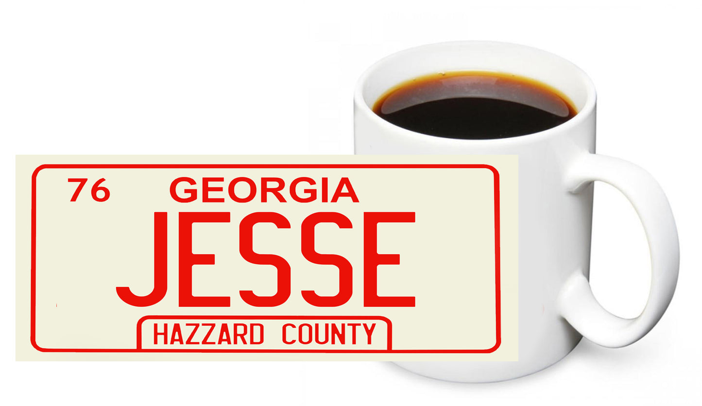 Coffee Mug - Dukes of Hazzard License Plate Character Names