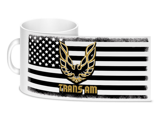 Coffee Mug - Pontiac Firebird Trans Am Distressed American Flag Classic Car