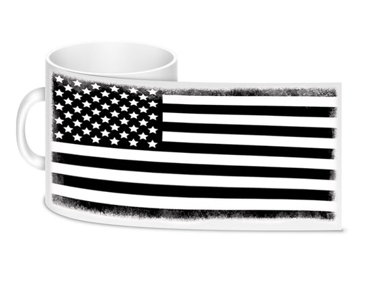 Coffee Mug - Old Distressed Black and White American Flag