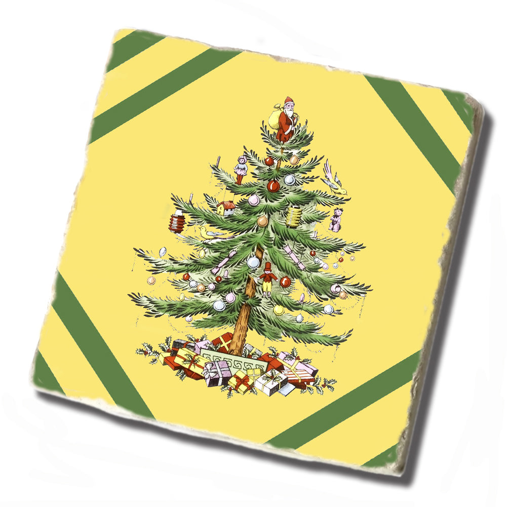 Tile Coaster - Vintage Christmas Tree Design