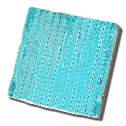 Tile Coaster - Blue Wood Grain Pattern Design