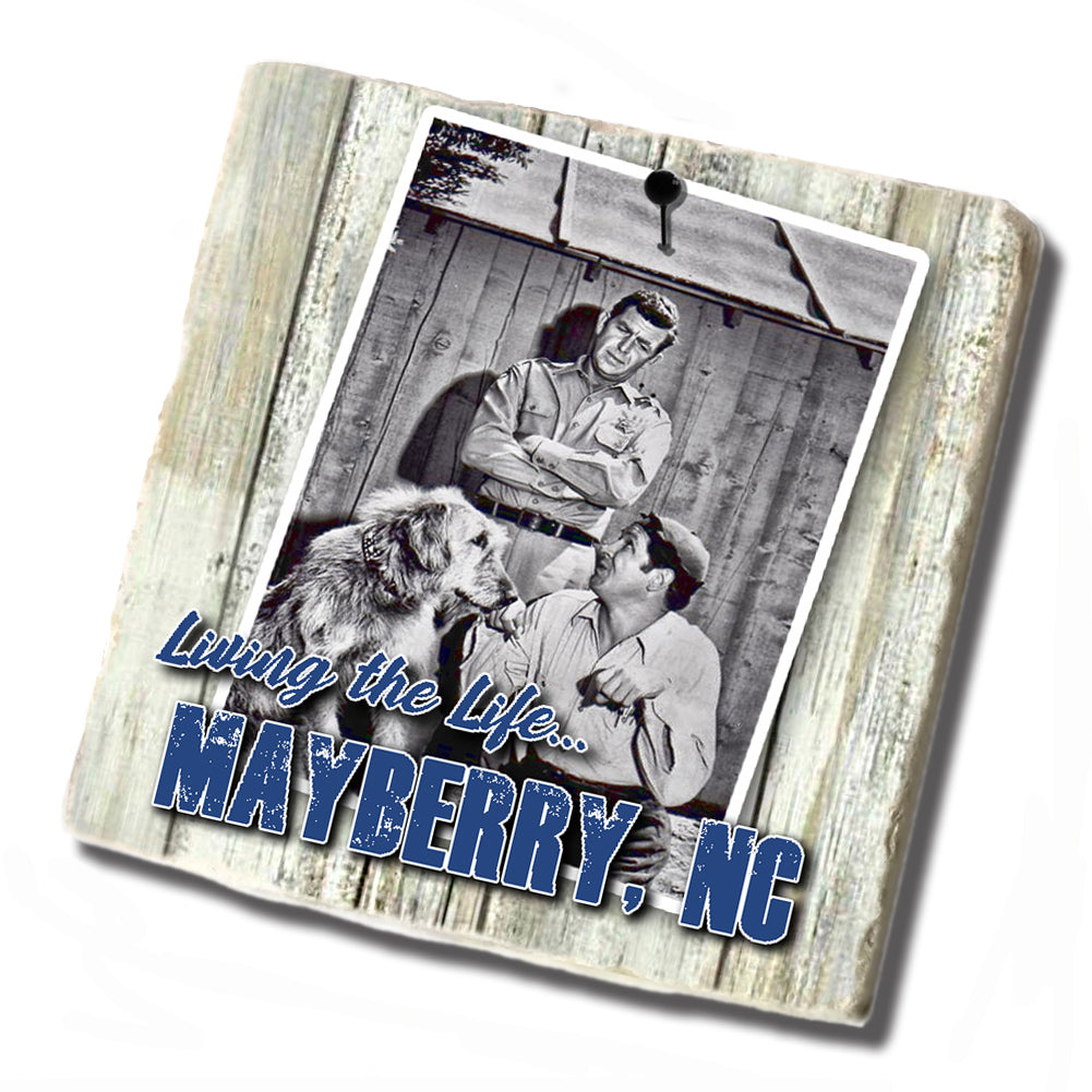 Tile Coaster - Andy & Goober with Dog